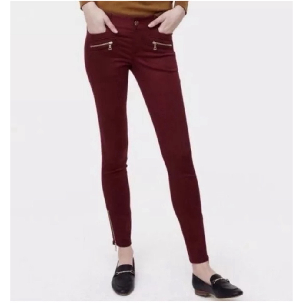 Loft Marisa maroon pants hem zip size 4